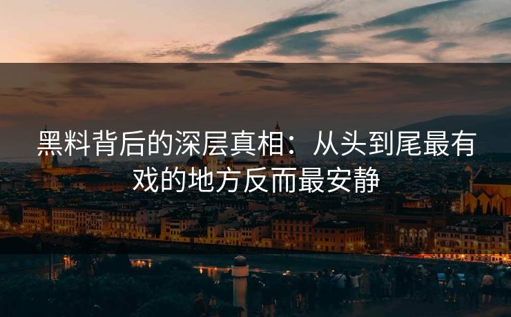黑料背后的深层真相：从头到尾最有戏的地方反而最安静